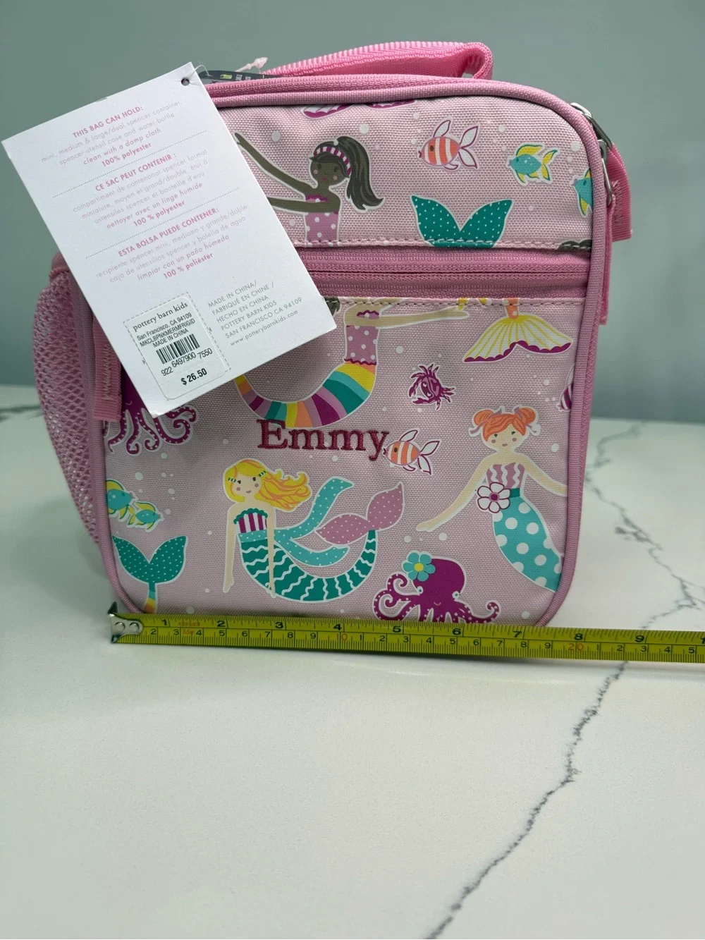 Pottery Barn Kids Mackenzie Pink Ocean Mermaid Friends Classic Lunch Box NWT